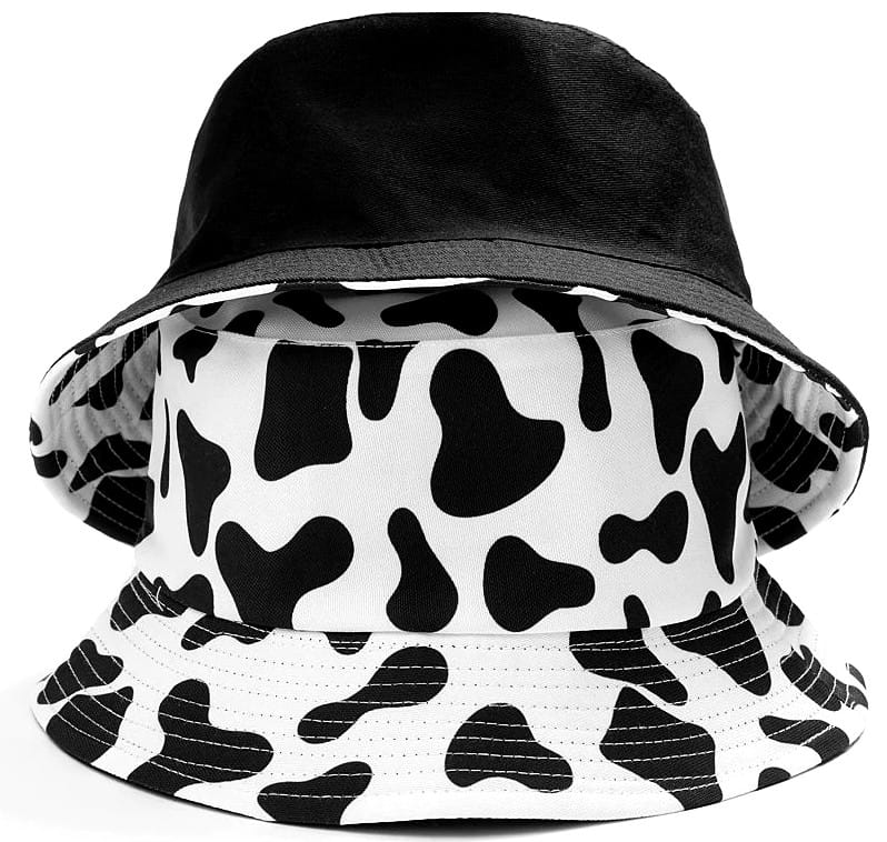 Oboustranný Rybářský Klobouk BUCKET HAT, Bílá/Černá, Polyester/Bavlna, Univerzální Velikost 55-59 cm