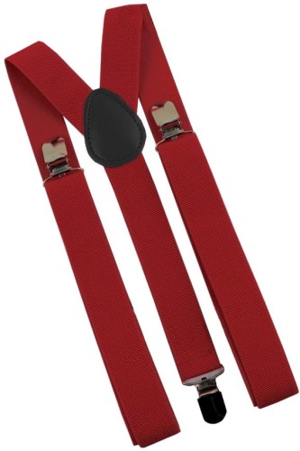 Unisex silné šle na kalhoty, červené, ekologická umělá kůže, nastavitelná délka 60-100 cm