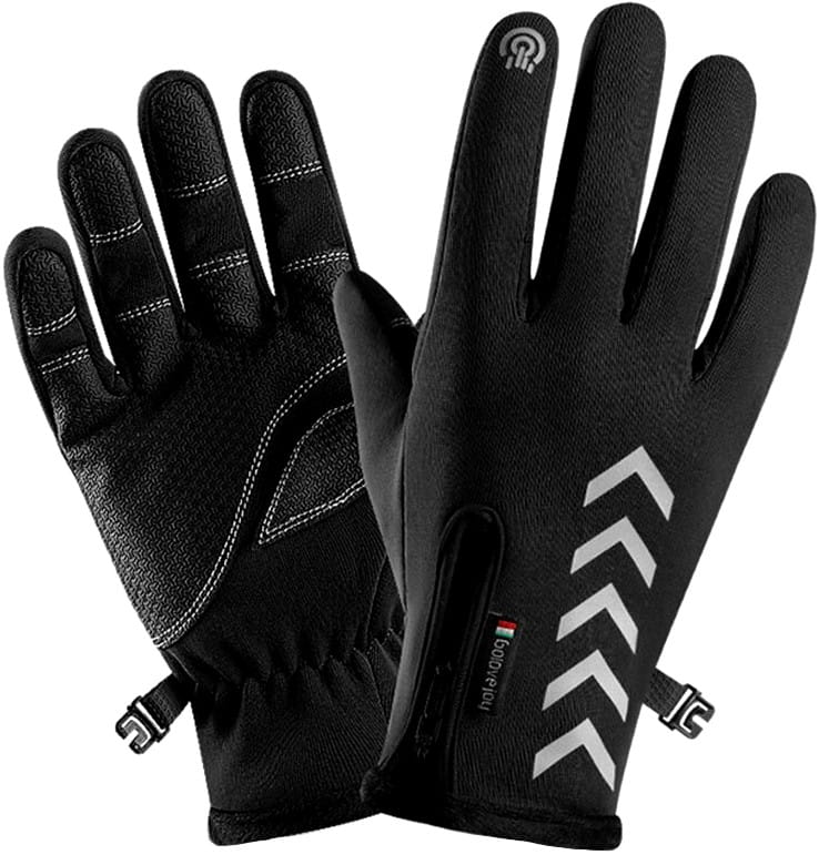 Pánské zateplené zimní rukavice s dotykovou funkcí, černé, polyester a guma, velikost XL