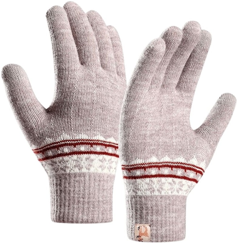 Dámské zimní rukavice s nordickým vzorem, akrylová příze, fialové, univerzální velikost