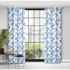 Záclona 140x250 Caren bílá modré květy připravené na průchodky Blackout Eurofirany