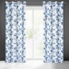 Záclona 140x250 Caren bílá modré květy připravené na průchodky Blackout Eurofirany