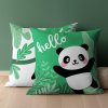 Bavlněný povlak na polštář 40x40 medvídek panda hello zelený oboustranný PSBA 26 A Mayamoo 26