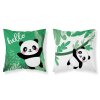 Bavlněný povlak na polštář 40x40 medvídek panda hello zelený oboustranný PSBA 26 A Mayamoo 26