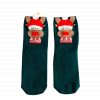 Teplé vánoční ponožky se sobími motivy, trávově zelené, 70% bavlna - 27% polyester - 3% elastan, velikost 34-40