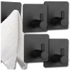 Samolepicí háčky na zeď Loft, černá matná barva, 4 kusy, rozměry 4.5x4.5 cm