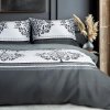 Saténové povlečení 180x200 1543/1 bílé grafitové ornamenty Satynlove