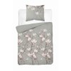 Saténové povlečení 140x200 šedé s magnólií - elegantní botanický vzor, 100% bavlna - 5480 B - Home Satén 71
