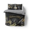 Bavlněné ložní prádlo 220x200 queen power graphite black leaves 4423 A Holland 35
