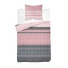 Bavlněné ložní prádlo 140x200 růžová grafitová pudrová pruhy 5245 B Bavlna 48