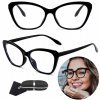 Elegantní černé brýle typu cat-eye s antireflexními čočkami, polykarbonát, 140x144 mm