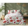 Bavlněné povlečení 220x200 Bílé s červenými máky - romantické povlečení s květinovým vzorem, 100% bavlna - 5340 A - Soft Meadow