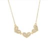 Náhrdelník z chirurgické oceli pozlacený 14k zlatem s kubickými zirkony ve tvaru srdce NST2168