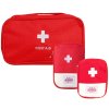 Cestovní Lékárnička Organizér na Léky ve Výrazné Červené Barvě, Sada 3 Ks, Rozměry 24x14x8 cm, 18x13x3 cm a 14x11 cm, Voděodolný Plast