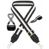 Nastavitelný široký popruh na kabelku s batohem, černá/bílá, polyester, 75-145 cm