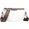 Dámská kabelka přes rameno z měkké ekokůže, bílá, 21x14x8 cm s aztéckým popruhem