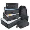 Cestovní sada 7 vodotěsných organizérů do kufru, černá, různé rozměry, nepromokavý materiál
