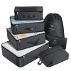 Cestovní sada 7 vodotěsných organizérů do kufru, černá, různé rozměry, nepromokavý materiál