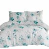 Flanelové povlečení 160x200 31504/1 bílé tyrkysové květy listy Flanelove