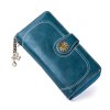 Velká dámská peněženka z ekokůže s kroužkem na klíče, modrá, 19.3x10x3.5 cm