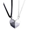 Magnetické náhrdelníky pro páry 2v1, srdíčkový design, stříbrný a černý, délka 50+5 cm