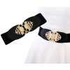 Elastický Dámský Pásek s Zlatou Ozdobnou Sponou, Černý, Šířka 7 cm, Délka 62-68 cm