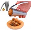 Robustní pružinový louskáček na ořechy z nerezové oceli, kónický tvar, rozměry 3,5 cm x 9 cm x 2,1 cm