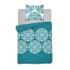 Bavlněné povlečení 140x200 tyrkysové ornamenty rozeta bílá 3838 B Bavlna 88