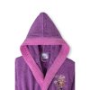Dětský župan 14 let fialové bavlněné froté s kapucí