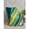 Bavlněná akrylová přikrývka 150x200 2144/1 Zelená přehozová přikrývka s klikatými pruhy zakončená střapci SG