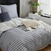 Saténové ložní prádlo 220x200 šedé bílé pruhy S055 I14
