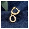 Pozlacené náušnice s písmenem O, 14 karátové zlato, cyrkonie, 1 cm x 2 cm