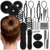 Profesionální Kadeřnická Sada pro Účesy s 21 Prvky, Černé Sponek a Gumiček na Vlasy