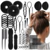 Profesionální Kadeřnická Sada pro Účesy s 21 Prvky, Černé Sponek a Gumiček na Vlasy