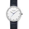 Pánské hodinky Tomi Lux s bílým ciferníkem a modrou špičkou na černém koženém řemínku, průměr 38 mm, tloušťka 7 mm