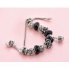 Modulární náramek ze stříbrného kovu s černými zirkonovými přívěsky, délka 19 cm