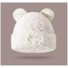 Bílá Zimní Čepice s Medvědími Ušima a Nášivkou, 100% Akryl, Univerzální Velikost