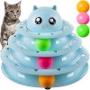Interaktivní věž s míčky pro kočky, modrá, plastová, 24x24x19 cm