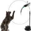 Hračka pro kočku s přísavkou, ptákem a zvonkem, materiál: kov/plast/pryž, délka tyče: 95 cm