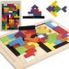 Dřevěné Puzzle pro Logické Myslení, Vícebarevné, 40 Bloků + Základna, Rozměry 27 x 18 cm