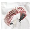 Sametová turbanová čelenka s růžovými perlami O371WZ3