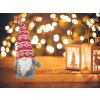 Vánoční skřítek ghost grey gnome s vousy na vánoční stromeček 38cm soft