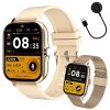 Smartwatch dámské pánské hodinky gumový řemínek sport bluetooth hovory zlaté