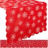 Vánoční běhoun na stůl, červený s bílými vločkami, 220x35cm, polyester