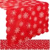 Dlouhý Vánoční Běhoun na Stůl s Vzorem Sněhových Vloček, Červený a Bílý, Polyester, 185x35 cm