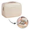 Elegantní rozkládací kosmetická taštička, pouzdro z eko kůže, krémová KS146K