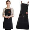 Černá pánská a dámská kuchyňská zástěra, voděodolná, ochranná, s kapsami