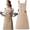 Dámská a pánská kuchyňská zástěra, béžová, voděodolná, ochranná, s kapsami