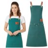 Dámská a pánská kuchyňská zástěra, nepromokavá, s kapsami, ochranná, zelená