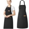Pánská a dámská ochranná kuchyňská zástěra, voděodolná, černá, s kapsami